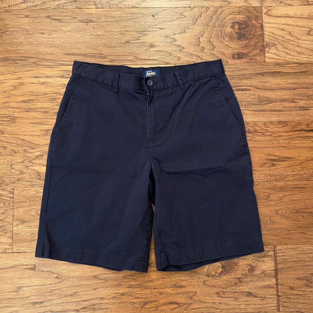 Austin Trading Co Chino Shorts Mens 34 Navy Blue Flat Front Cotton Blend Casual